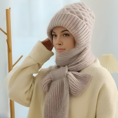 Strickmütze mit integrierter Schal – 2-in-1 Design