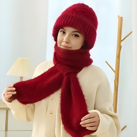 Strickmütze mit integrierter Schal – 2-in-1 Design