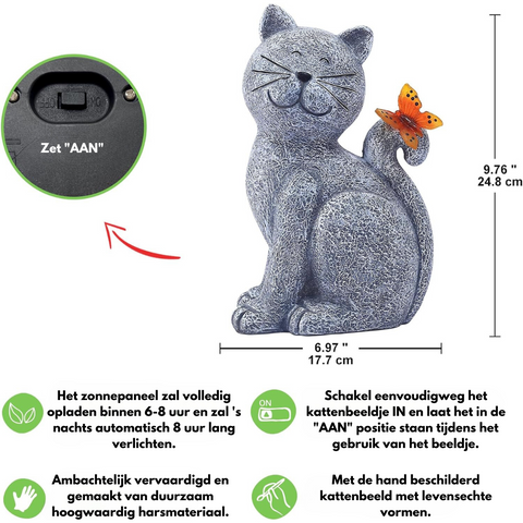 Verzaubernde Katze mit Schmetterling - Stimmungslicht für deinen Garten