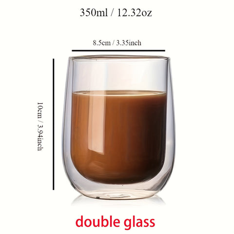 Set aus 4 doppelwandigen Gläsern – 350ml Glas für heiße und kalte Getränke
