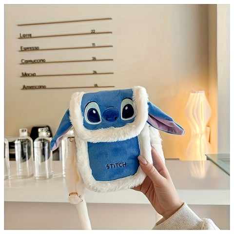Süße Stitch Crossbody Tasche – Mit Kunstfell und Besticktem Design für den Alltag