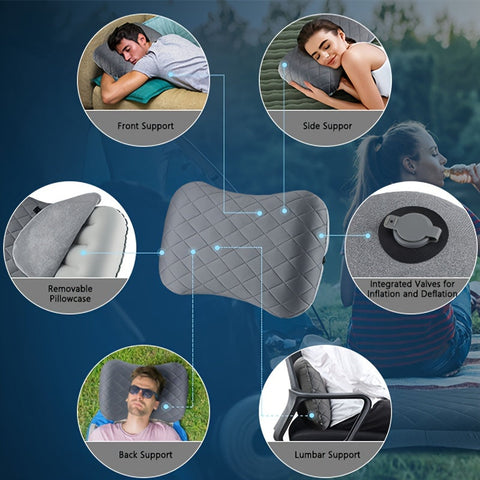 Ergonomisches Aufblasbares Campingkissen – Ideal für Nacken- und Lendenwirbelstütze beim Wandern und Campen