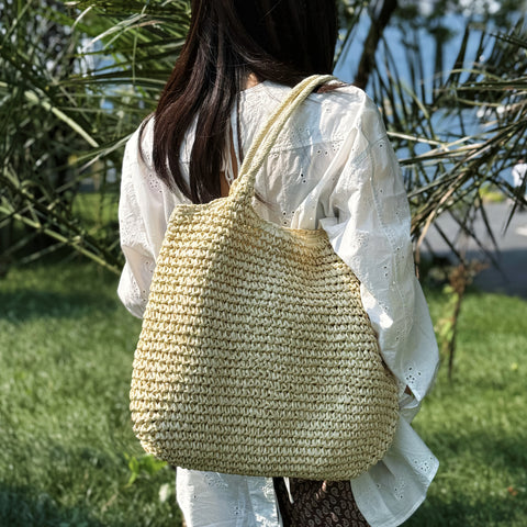 Damen Große Kapazität Gewebte Tote Tasche mit Reißverschluss