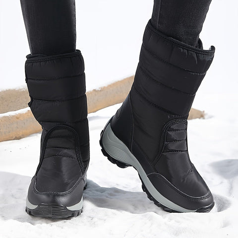 Damen Mid-Cut Schneestiefel – Warme Winterstiefel mit Rutschfester Sohle und Klettverschluss