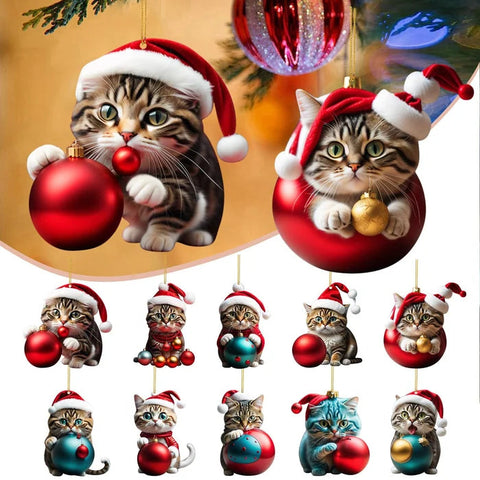 Katzen Weihnachts Ornament - Niedliche Festliche Baumdekoration