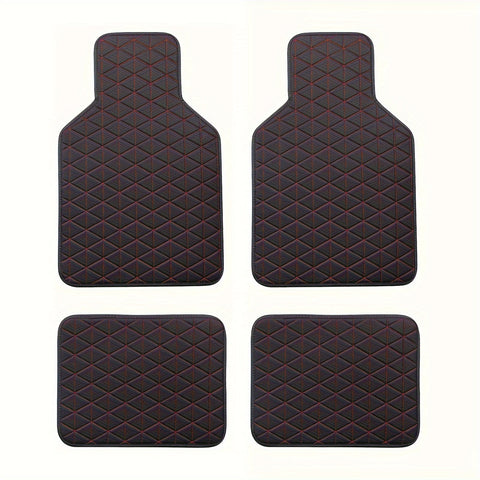 Set von 4 Wasserdichten PU-Leder Fußmatten für Autos – Stilvoll und Langlebig