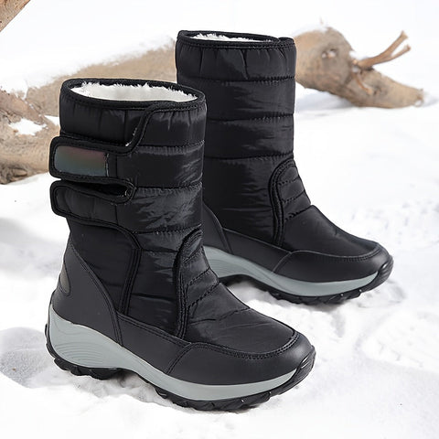 Damen Mid-Cut Schneestiefel – Warme Winterstiefel mit Rutschfester Sohle und Klettverschluss