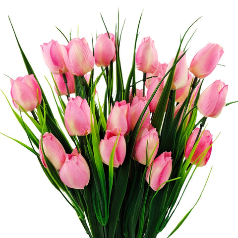 Set aus 6 Bundles Kunst-Tulpen – UV-beständig und realistisch für Garten- und Innendekoration