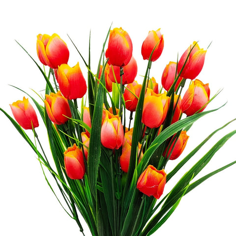 Set aus 6 Bundles Kunst-Tulpen – UV-beständig und realistisch für Garten- und Innendekoration