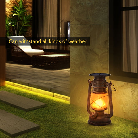 Set aus 2 Solar-Laternen – Vintage Tanzende Flamme LED Lichter für Garten und Terrasse