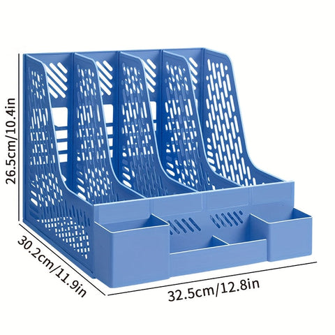 Desktop Dokumentenorganizer – 4 Fächer, Platzsparend, Abnehmbar und Geeignet für Büromaterialien