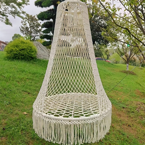 BohoSwing Handgewebter Hängestuhl – Entspannte Bohemian-Vibes