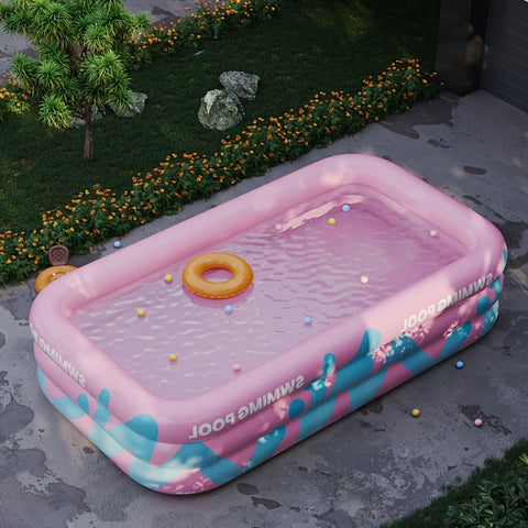 Fröhliches Aufblasbares Schwimmbad für den Garten – Langlebiges PVC, Perfekt für Sommerpartys und Familienvergnügen