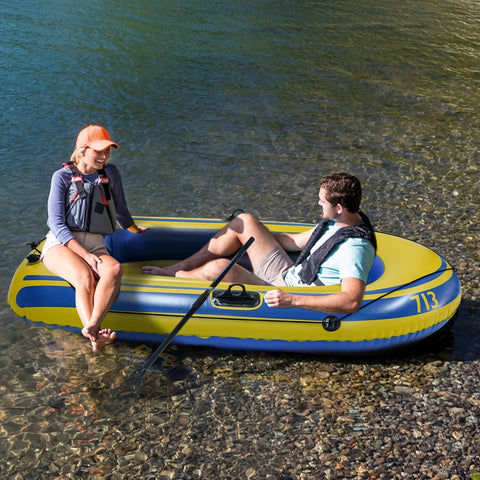 Aufblasbares Fischerboot Set – Leichtes PVC Boot für 2 Personen mit Paddeln