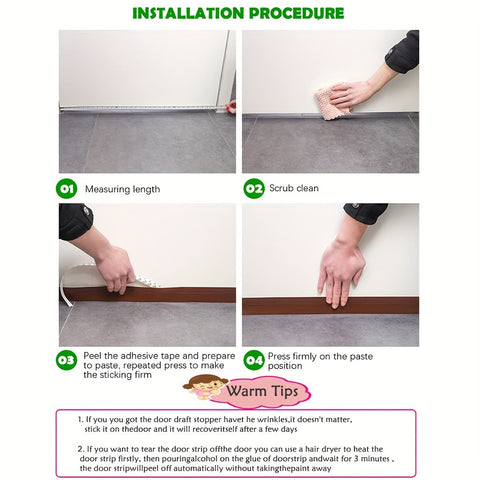 Zugluftstopper für die Tür - Silikon Türdichtungsstreifen mit starker Klebung und Schallschutz