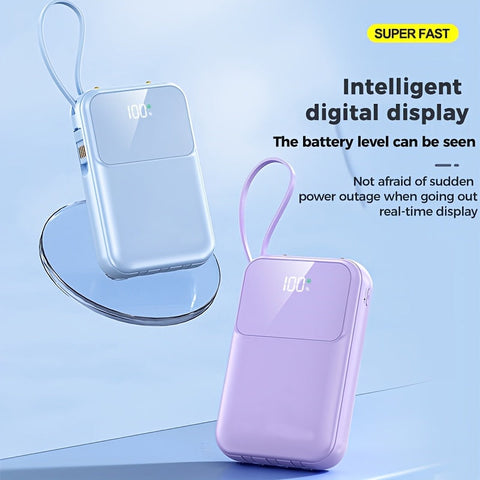 Ultimative Tragbare Powerbank 10000mAh - Schnellladen mit Eingebauten Kabeln
