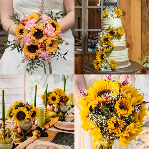 Set von 11 Lebhaften Sonnenblumen – Perfekt für den Herbst, Hochzeiten und Gartendekoration
