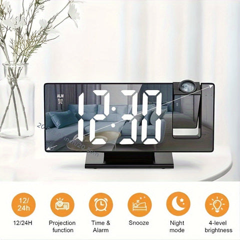 Digitale Spiegelwecker mit Projektionsfunktion – Großes LED-Display und multifunktionale Alarmfunktion