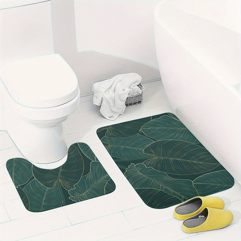 Tropische Blätter Badmatte Set – Absorbierend und Komfortabel für das Badezimmer