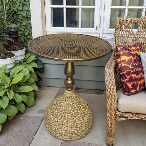 Handgefertigter Wassergras Couchtisch – Antik Bronze Look