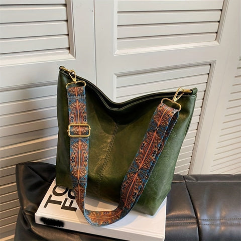 Breite geometrische Tasche – Große Kapazität Crossbody mit Retro-Vibe