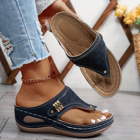 Modische Damen Flip-Flops – Mit Niedrigem Absatz und Offener Zehenpartie
