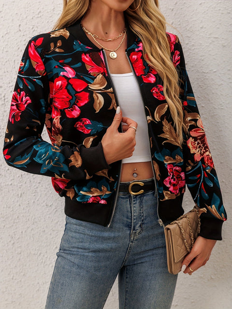 Elegante Blumen Bomberjacke – Trendy und Bequem für Frühling und Herbst