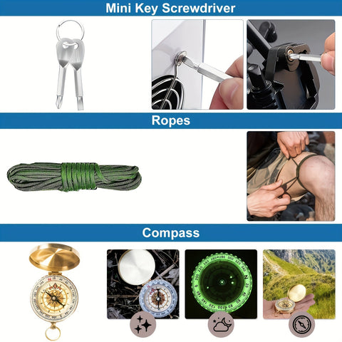 SurviveX Outdoor Survival Kit - Essenzielle Werkzeuge für Abenteuer und Notfälle