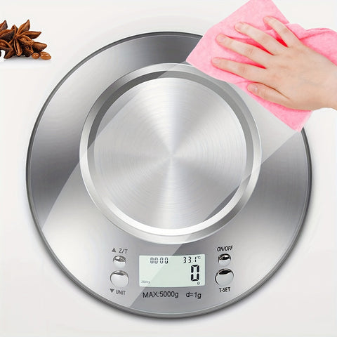 Digitale Küchenwaage mit Edelstahl-Waagschale – Präzision mit Temperatursensor und Timer-Funktion zum Backen und Kochen