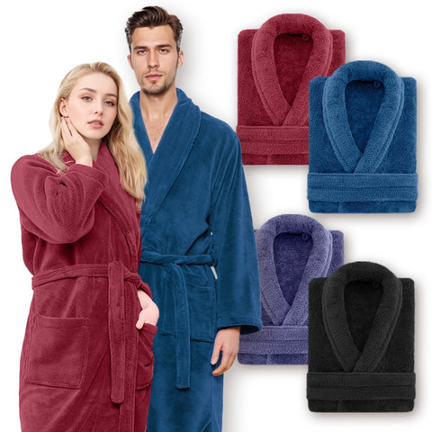 Luxe Unisex Coral Fleece Bademantel – Ultraweich und Warm für Deinen Komfort