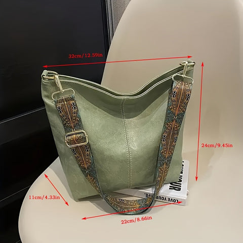 Breite geometrische Tasche – Große Kapazität Crossbody mit Retro-Vibe