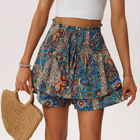 Urlaubs Damen Shorts Blumenmuster – Bequem und Weiblich