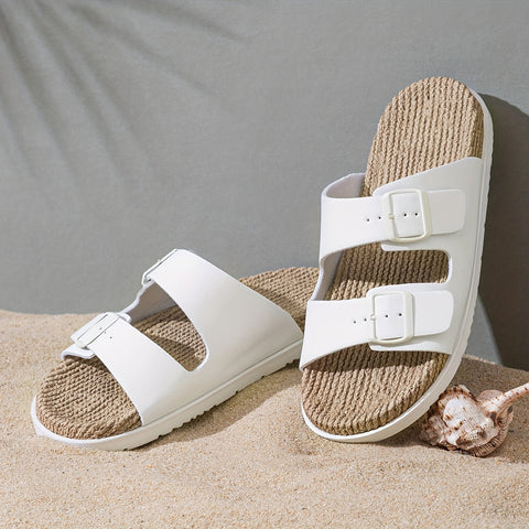 Stylische Herren Slipper – Atmungsaktiv mit Schnallenriemen und Rutschfester Sohle