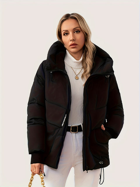Moderne Winterjacke mit Verstellbarer Kapuze und Taille – Gepolstertes Design für Maximale Wärme und Komfort