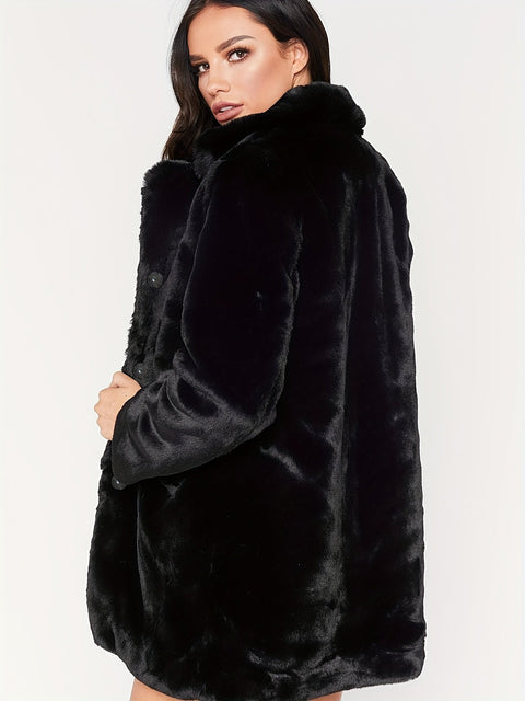 Eleganter Damen Mid-Länge Winter Faux-Fur Mantel - Stilvoll und Warm für Kalte Monate