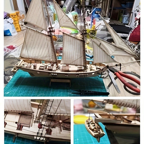 Klassisches Holzsegelboot Modell – Detailliertes 3D Puzzle für Schiffsliebhaber