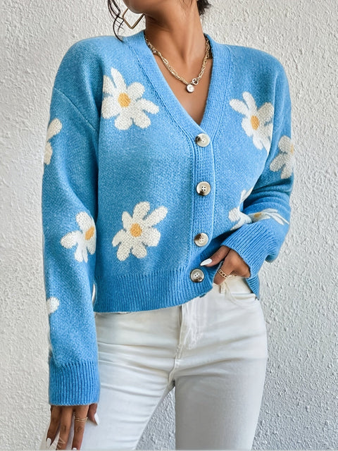 Fröhlicher Blumen Cardigan – Bequem und Stilvoll für den Frühling und Herbst