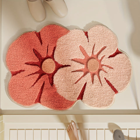 Fluffy Blumen Badezimmerteppich – Absorbierend und Weich für Extra Komfort
