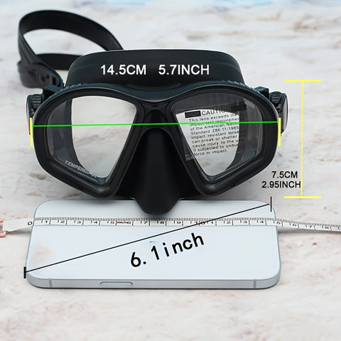 Temperiertes Tauchermaske mit Aufbewahrungstasche - Tauchbrille mit Anti-Beschlag und Kamerahalterung