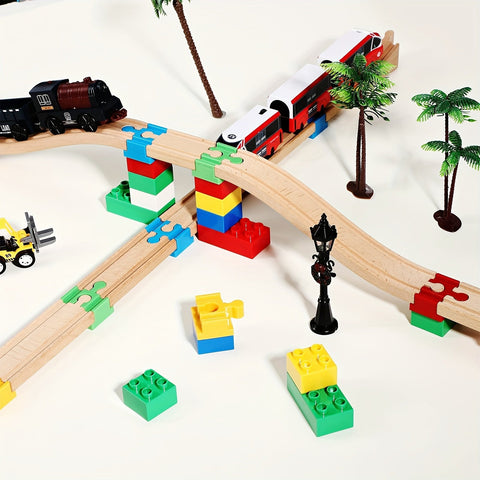 Set von 7-14 Bunt Holzgleisadaptern – Verstellbare Verbindungen für den Modellbau