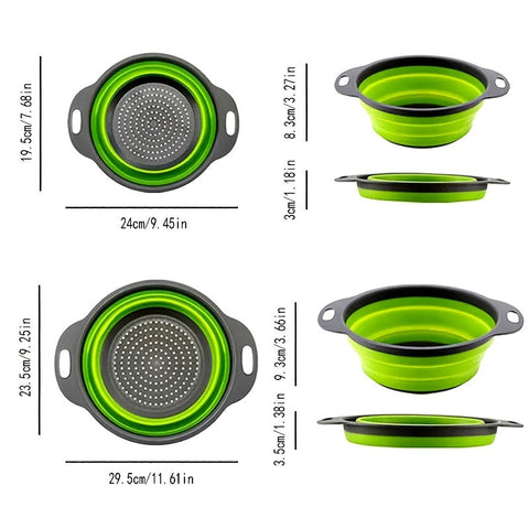 Faltbare Silikon-Sieb-Set – Perfekt für Pasta, Gemüse und Obst