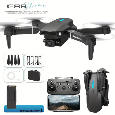 E88 Drohne mit Doppel-Kamera – Zusammenklappbarer Quadcopter mit Höhenhalter