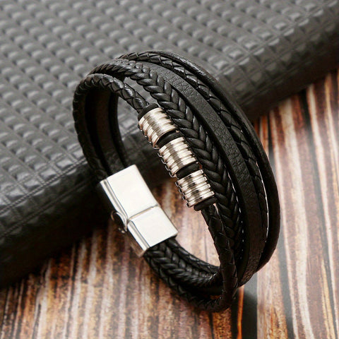 Verfeinerte Geflochtene Lederarmband - Für den Stilvollen Mann