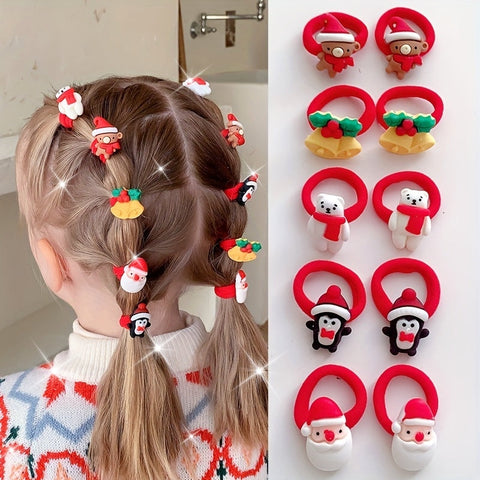 Festliche Weihnachts-Haarband-Set - 10 Stück für märchenhafte Stylings