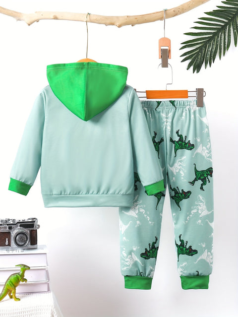 Dino Print Hoodie und Hose Set – Komfortabel und Stylisch für Jungen