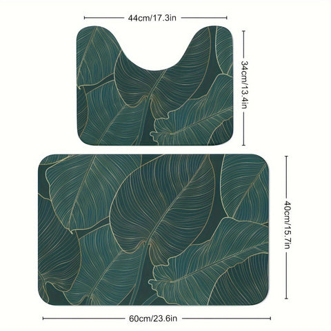 Tropische Blätter Badmatte Set – Absorbierend und Komfortabel für das Badezimmer