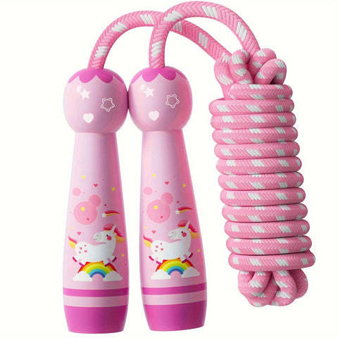 Einhorn Springseil - Gemütliches Springseil für Kinder mit Holzgriffen