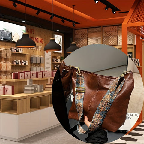 Breite geometrische Tasche – Große Kapazität Crossbody mit Retro-Vibe