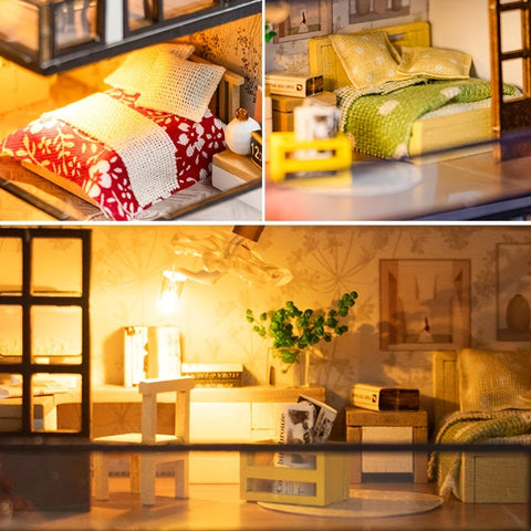 Miniatur Villa 3D Puzzle Kit – Handgefertigtes Modell mit LED Beleuchtung und Detaillierter Innenausstattung