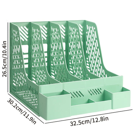 Desktop Dokumentenorganizer – 4 Fächer, Platzsparend, Abnehmbar und Geeignet für Büromaterialien
